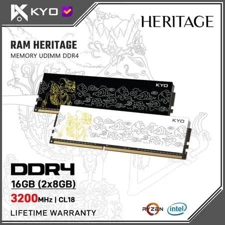 RAM PC KYO HERITAGE DDR4 16GB (2x8GB) 3200MHz PC 25600 CL18 1.35v 1R ORI RAM KOMPUTER DDR4 8GB LONGDIMM