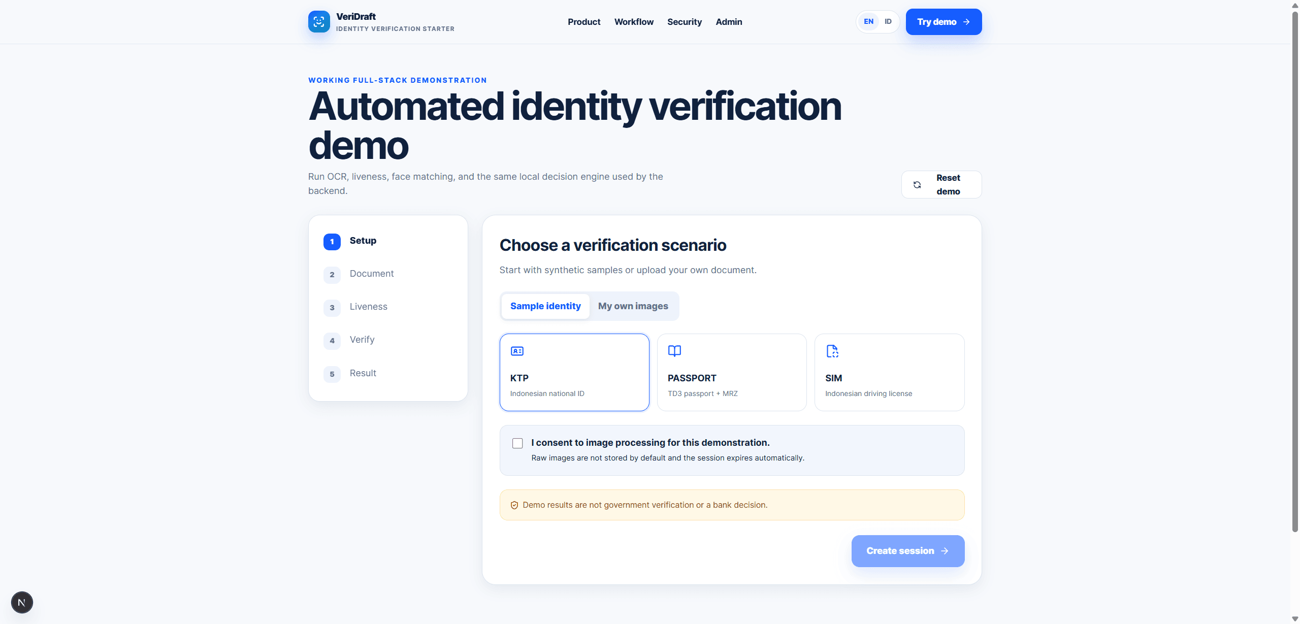 VeriDraft — Identity Verification Starter Kit preview 1