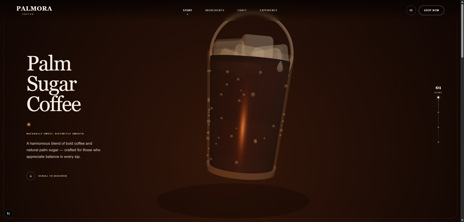 Preview of Palmora Coffee — 3D Iced Coffee Landing Page