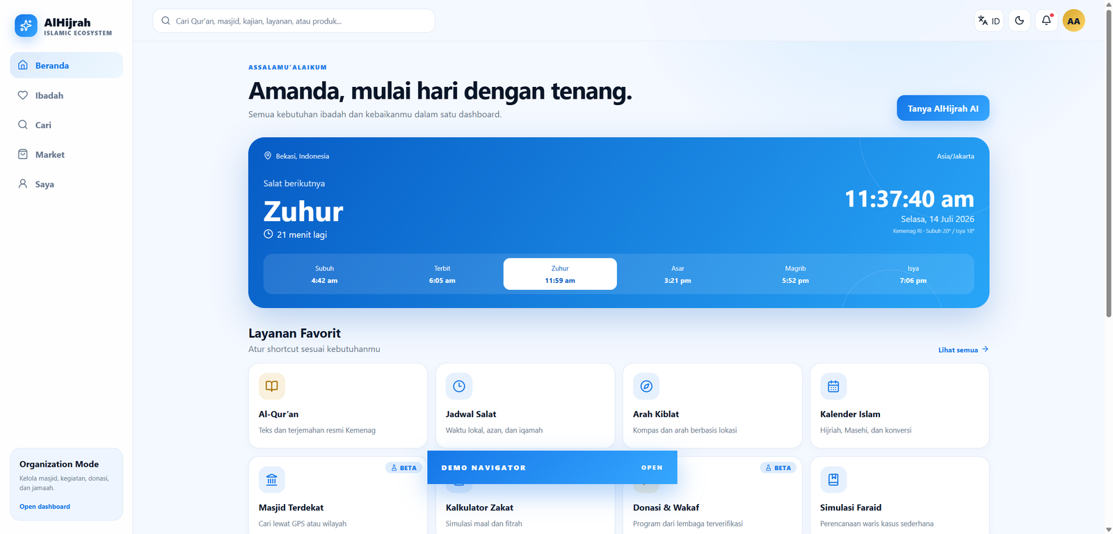 Preview of AlHijrah Islamic Digital Ecosystem