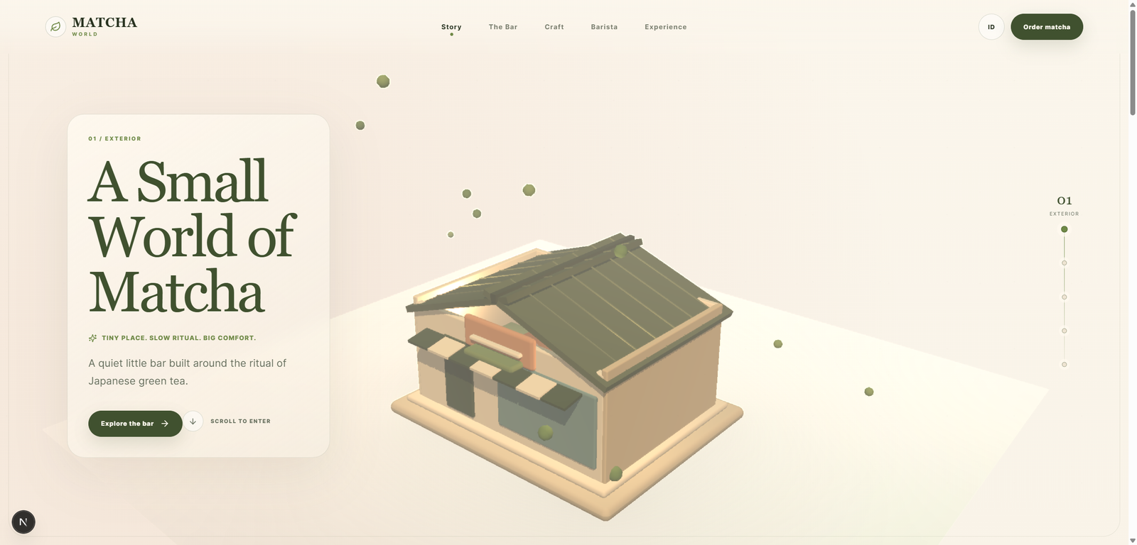 Preview of Matcha Mini World — 3D Matcha Bar Landing Page